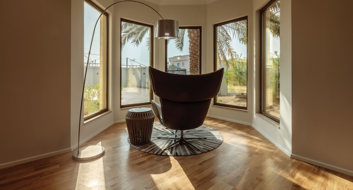 Nadd Al Hamar Villa features elegant vinyl wood flooring that combines style and durability, flooring by Nordic Homeworx.