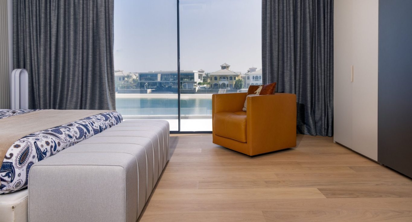 A large family villa in Palm Jumeirah, Dubai featuring eco-friendly flooring options by Nordic Homeworx