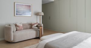 Kährs Fusion LVT in Chevron, bringing softness and directional movement to an Al Barsha villa interior.