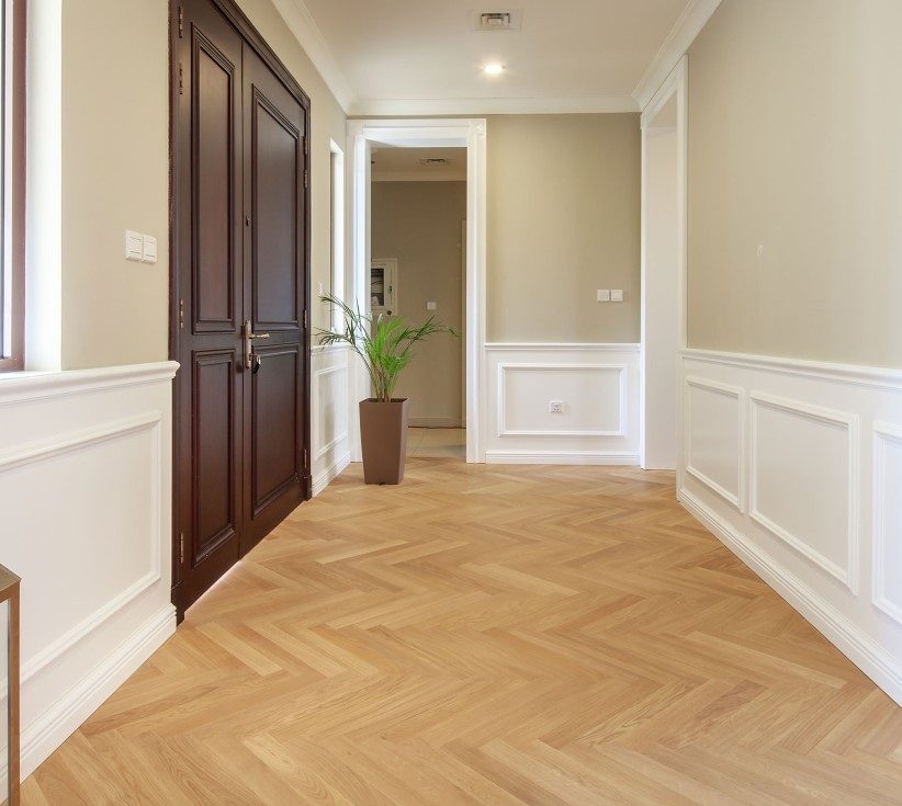 Spacious Rosa Villa in Arabian Ranches 2, Dubai, showcasing the elegant herringbone pattern flooring, by Nordic Homeworx