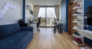 Sidra Villa in Dubai Hills Estate, showcases a classic living area with high-quality LVT eco flooring. 