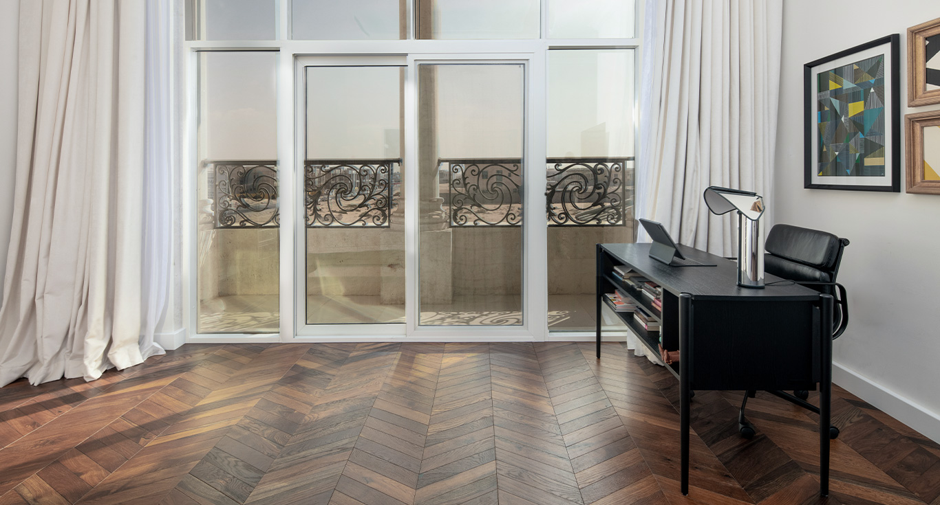  Distinct wood flooring types come together at this villa in Sharjah, each complemented by a Kährs wood floor. 