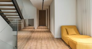 This three-story villa in Jumeirah 1, Sur La Mer Townhouse, showcases Kährs Akkelis and Redwood LVT floating floorboards with natural texture.