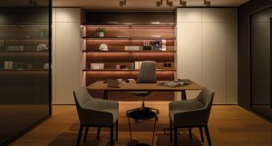 Illusion LVT plank flooring installation in the eba showroom Riyadh, creating a warm and continuous finish across the space