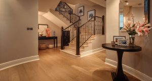 This Legacy Villa in Jumeirah Park features smoked oak flooring with a restrained matte finish and softer grain visibility. 