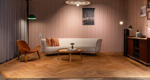 Nordic Homeworx flooring creates distinct visual identities throughout the ikonhouse showroom in Al Quoz.
